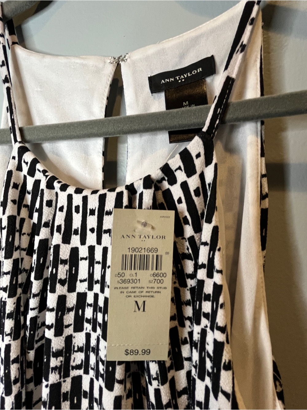 NWT Ann Taylor Black and White Geometric Midi Dress - Picture 4 of 5